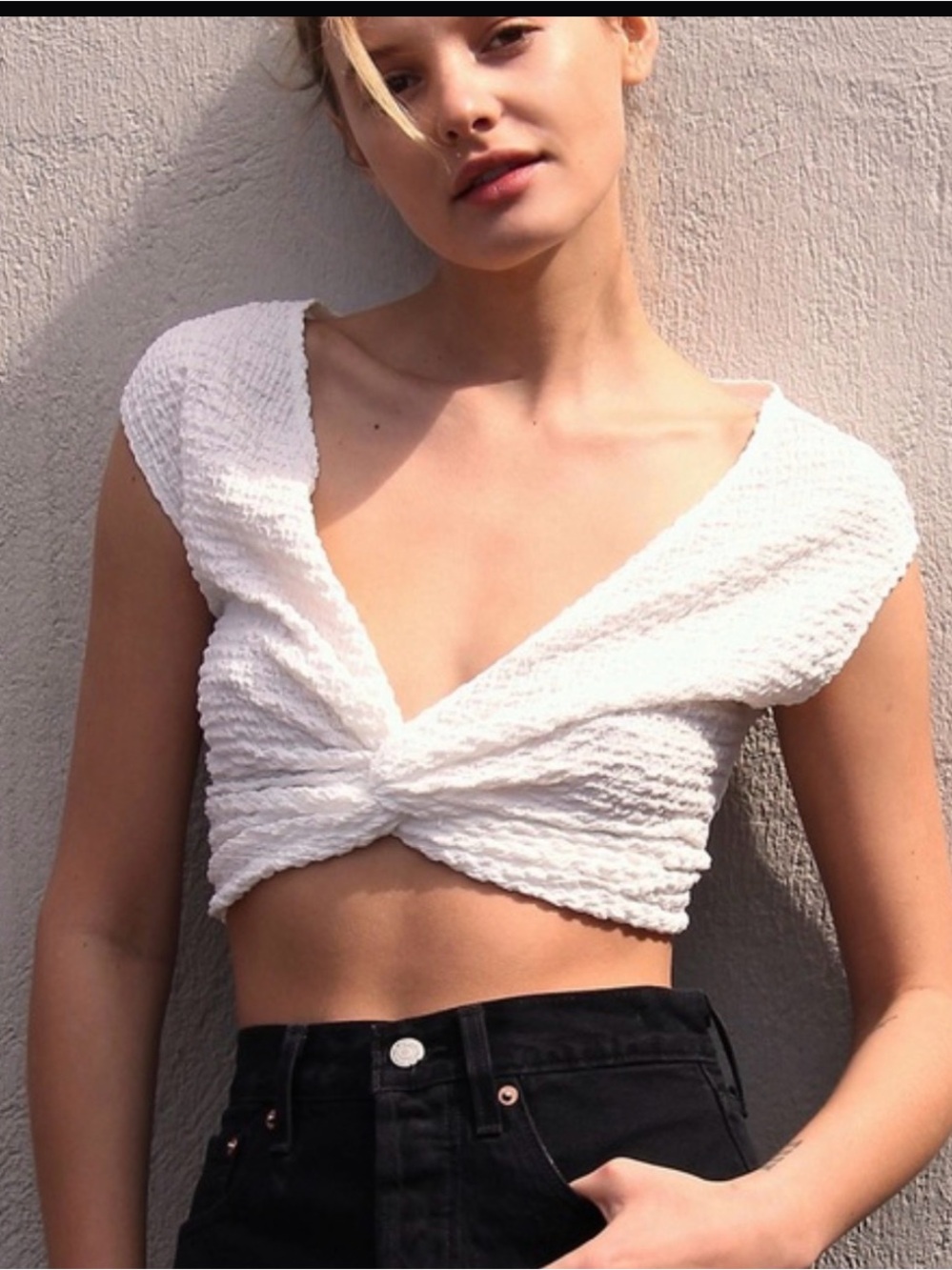 Zoe Twist Front White Crop Top Free People